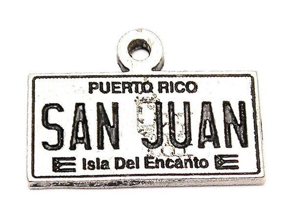 San Juan Puerto Rico License Plate Genuine American Pewter Charm