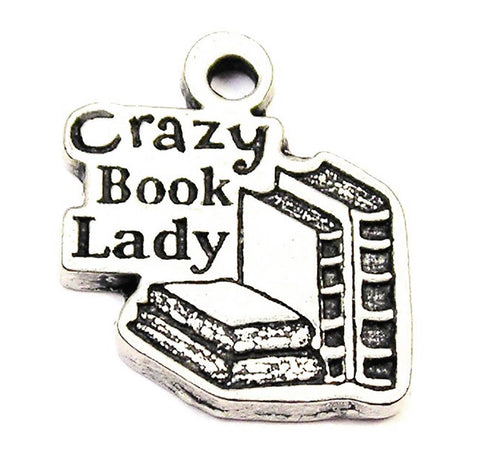 Crazy Book Lady Genuine American Pewter Charm