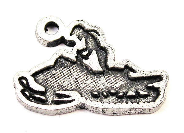 Girl On Water Craft Genuine American Pewter Charm