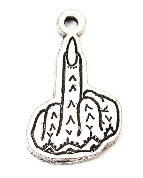 Tattooed Middle Finger Genuine American Pewter Charm