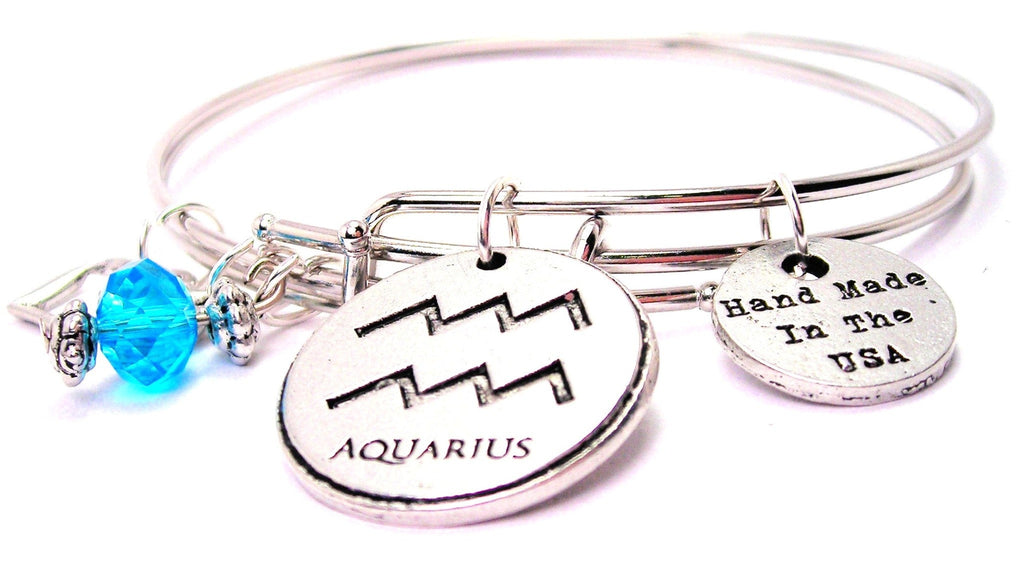 Aquamarine Zodiac Aquarius Bolo Bracelet Sterling Silver 9.5