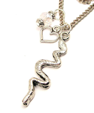 Corn Snake Heart And Crystal Necklace