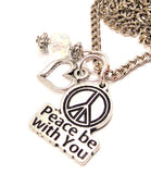 Peace Be With You Heart And Crystal Necklace