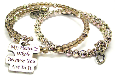 My Heart Is Whole Because You Are In It Delicate Glass And Roses Wrap Bracelet Set