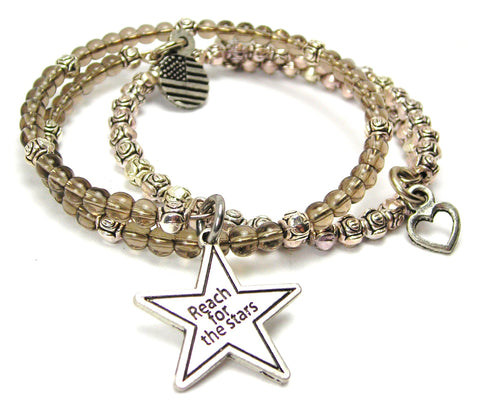 Reach For The Stars Delicate Glass And Roses Wrap Bracelet Set