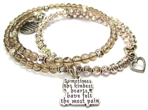 Sometimes The Kindest Hearts Have Felt The Most Pain Delicate Glass And Roses Wrap Bracelet Set