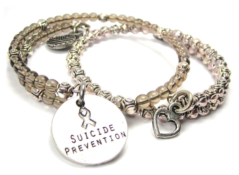 Suicide Prevention Delicate Glass And Roses Wrap Bracelet Set