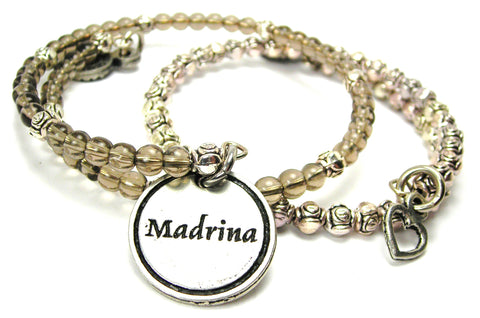 Madrina Godmother Delicate Glass And Roses Wrap Bracelet Set