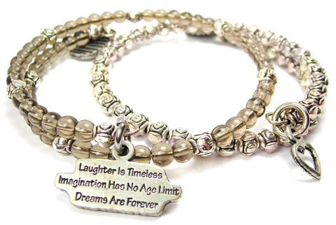 Laughter Is Timeless Imagination Has No Age Limit Dreams Are Forever Delicate Glass And Roses Wrap Bracelet Set
