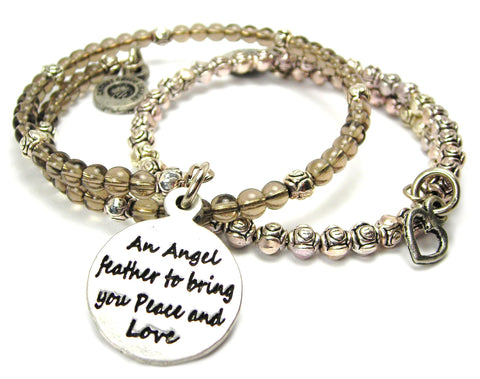An Angel Feather To Bring You Peace And Love Delicate Glass And Roses Wrap Bracelet Set