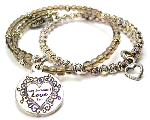 Just Because I Love You Delicate Glass And Roses Wrap Bracelet Set