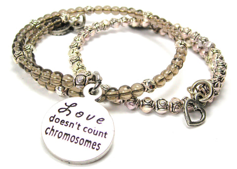 Love Doesn’T Count Chromosomes Delicate Glass And Roses Wrap Bracelet Set