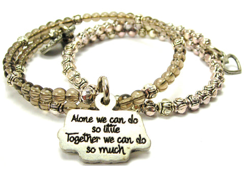 Alone We Can Do So Little Together We Can Do So Much Delicate Glass And Roses Wrap Bracelet Set