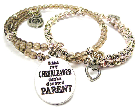 Behind Every Cheerleader There'S A Devoted Parent Delicate Glass And Roses Wrap Bracelet Set