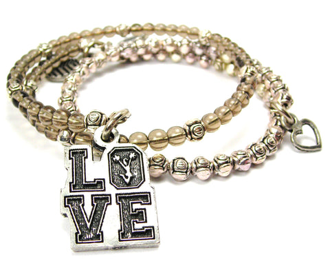 Love With Cheerleader In O Delicate Glass And Roses Wrap Bracelet Set