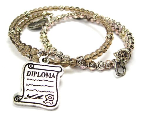 Scrolled Diploma Delicate Glass And Roses Wrap Bracelet Set