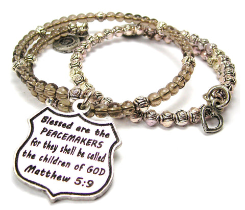 Blessed Are The Peacemakers For They Shall Be Called The Children Of God Matthew 5:9 Delicate Glass And Roses Wrap Bracelet Set