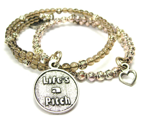 Life'S A Pitch Delicate Glass And Roses Wrap Bracelet Set