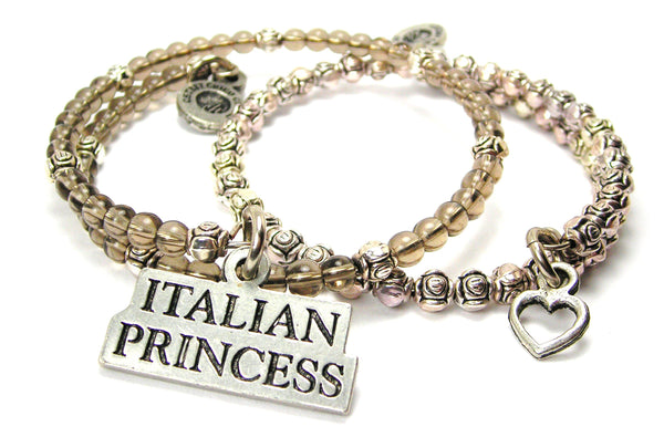 Italian Princess Delicate Glass And Roses Wrap Bracelet Set