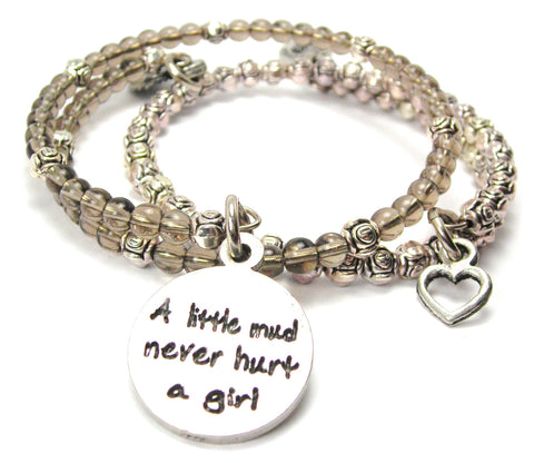 A Little Mud Never Hurt A Girl Delicate Glass And Roses Wrap Bracelet Set