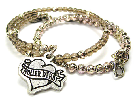 Roller Derby Tattoo Heart Delicate Glass And Roses Wrap Bracelet Set
