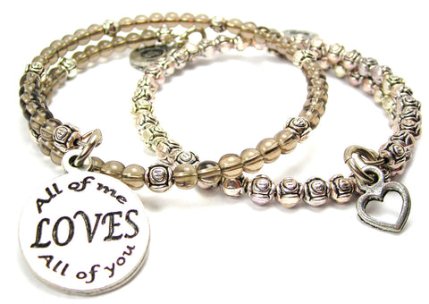All Of Me Loves All Of You Delicate Glass And Roses Wrap Bracelet Set