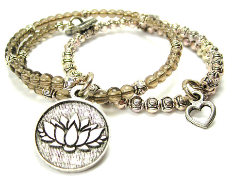 Lotus Circle Delicate Glass And Roses Wrap Bracelet Set