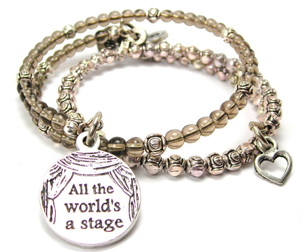 All The World'S A Stage Delicate Glass And Roses Wrap Bracelet Set