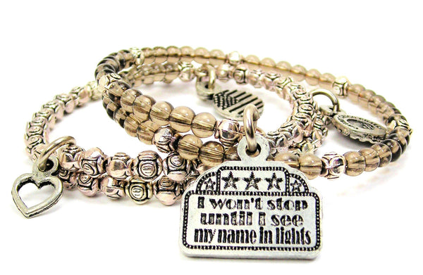I Wont Stop Until I See My Name In Lights Delicate Glass And Roses Wrap Bracelet Set