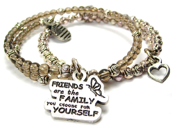 Friends Are The Family You Choose For Yourself Delicate Glass And Roses Wrap Bracelet Set