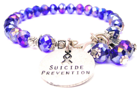 Suicide Prevention With Ribbon Splash Of Color Crystal Bracelet
