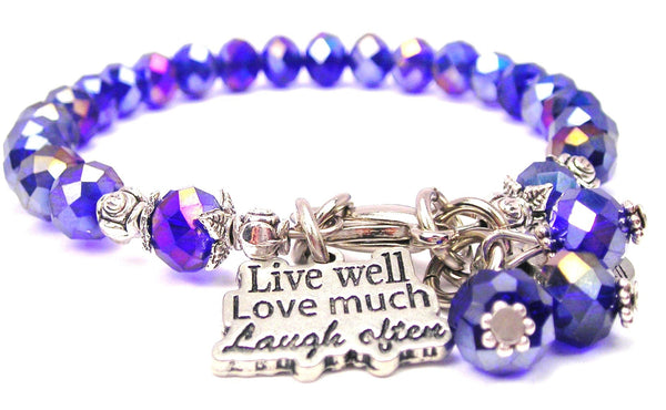 Live Well Love Much Laugh Often Splash Of Color Crystal Bracelet