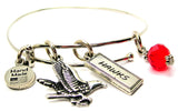 Hawk With Hawks Tab Expandable Bangle Bracelet