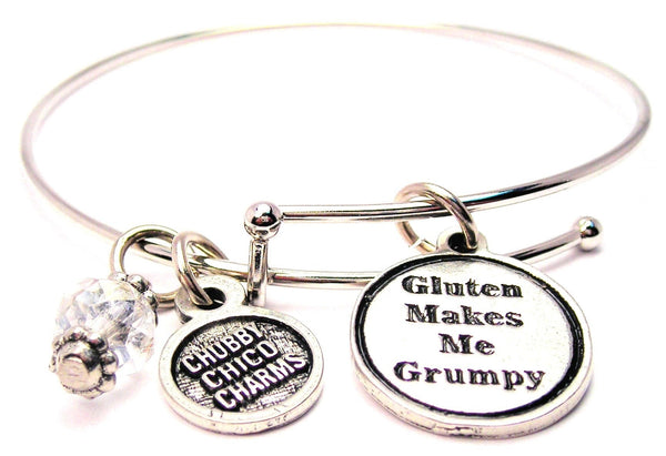 Gluten Makes Me Grumpy Expandable Bangle Bracelet