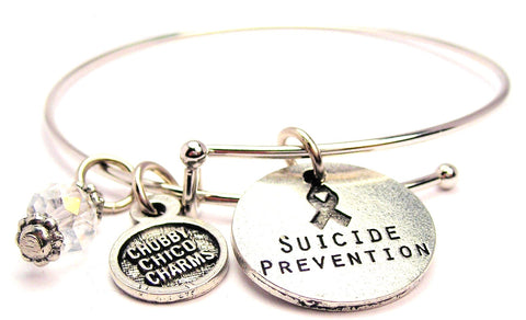 Suicide Prevention Awareness Ribbon Expandable Bangle Bracelet