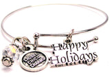 Happy Holidays Stylized Bangle Bracelet
