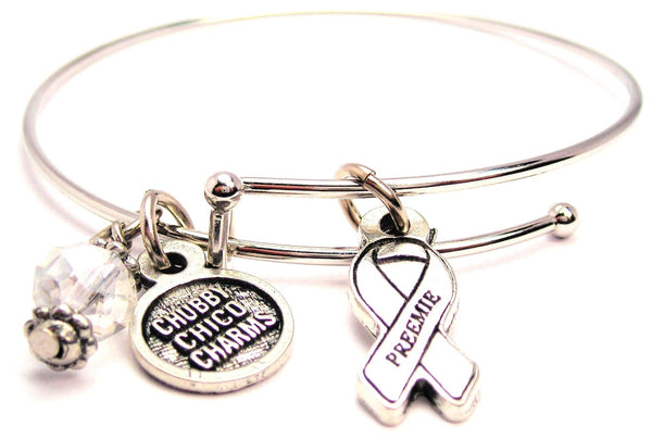 Preemie Adjustable Wire Bangle Charm Bracelet