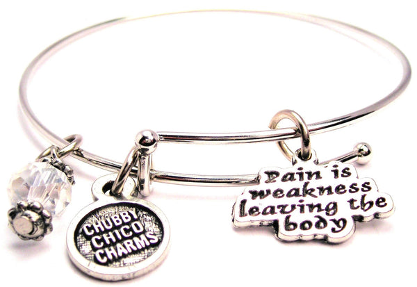 Pain Is Weakness Leaving The Body Expandable Bangle Bracelet