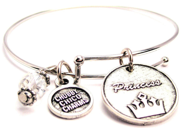 Princess Circle With Crown Bangle Bracelet