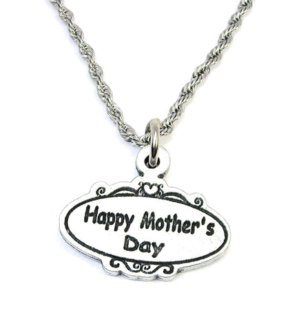 Happy Mother's day oval  Single Charm Necklace