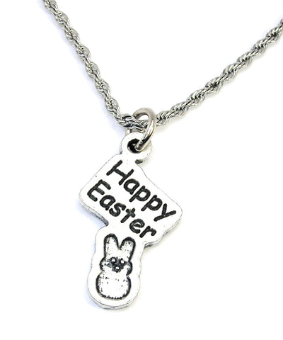 Happy Easter Bunny Single Charm Necklace