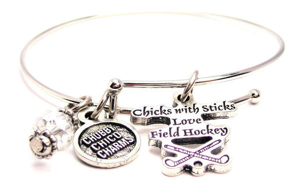 Chicks With Sticks Love Field Hockey Bangle Bracelet