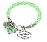 Happy Valentine's Day oval Splash Of Color Crystal Bracelet