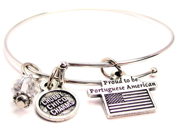 Proud To Be Portuguese American Bangle Bracelet