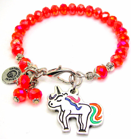 Unicorn With Rainbow Tail Splash Of Color Crystal Bracelet