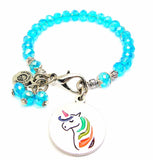 Unicorn With Rainbow Hair Splash Of Color Crystal Bracelet