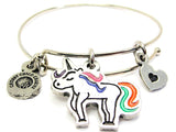 Unicorn With Rainbow Tail Bangle Bracelet