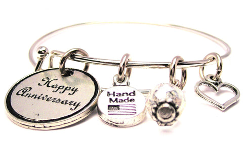 Happy Anniversary Circle Expandable Bangle Bracelet