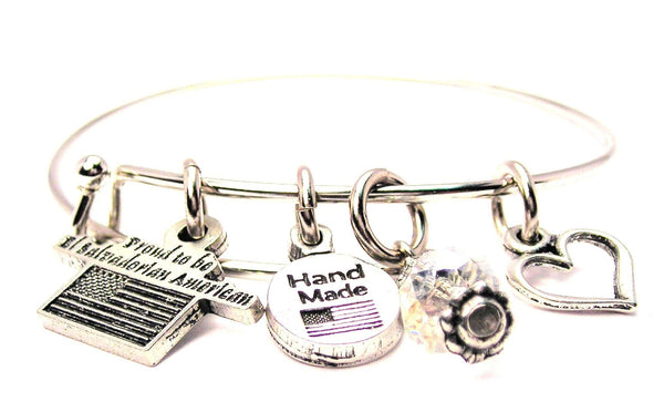 Proud To Be El Salvadorian American Bangle Bracelet