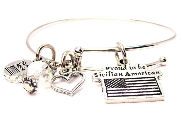 Proud To Be Sicilian American Expandable Bangle Bracelet
